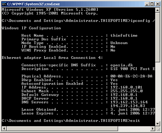 Príkaz IPCONFIG
