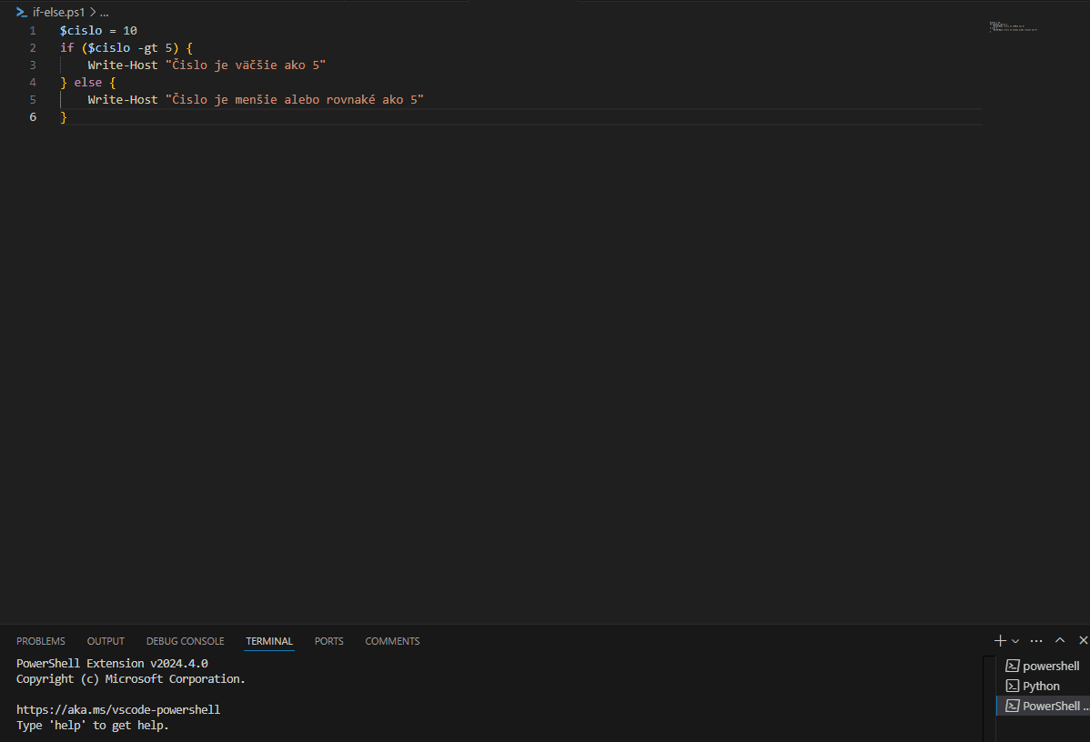 Riadiace štruktúry v PowerShell
