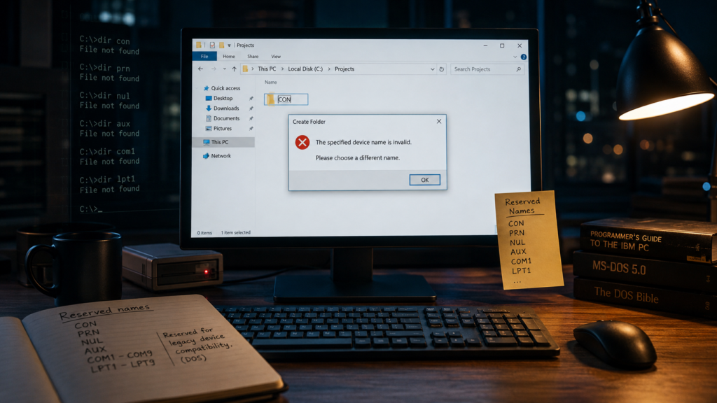 Zakázané názvy zložiek Windows